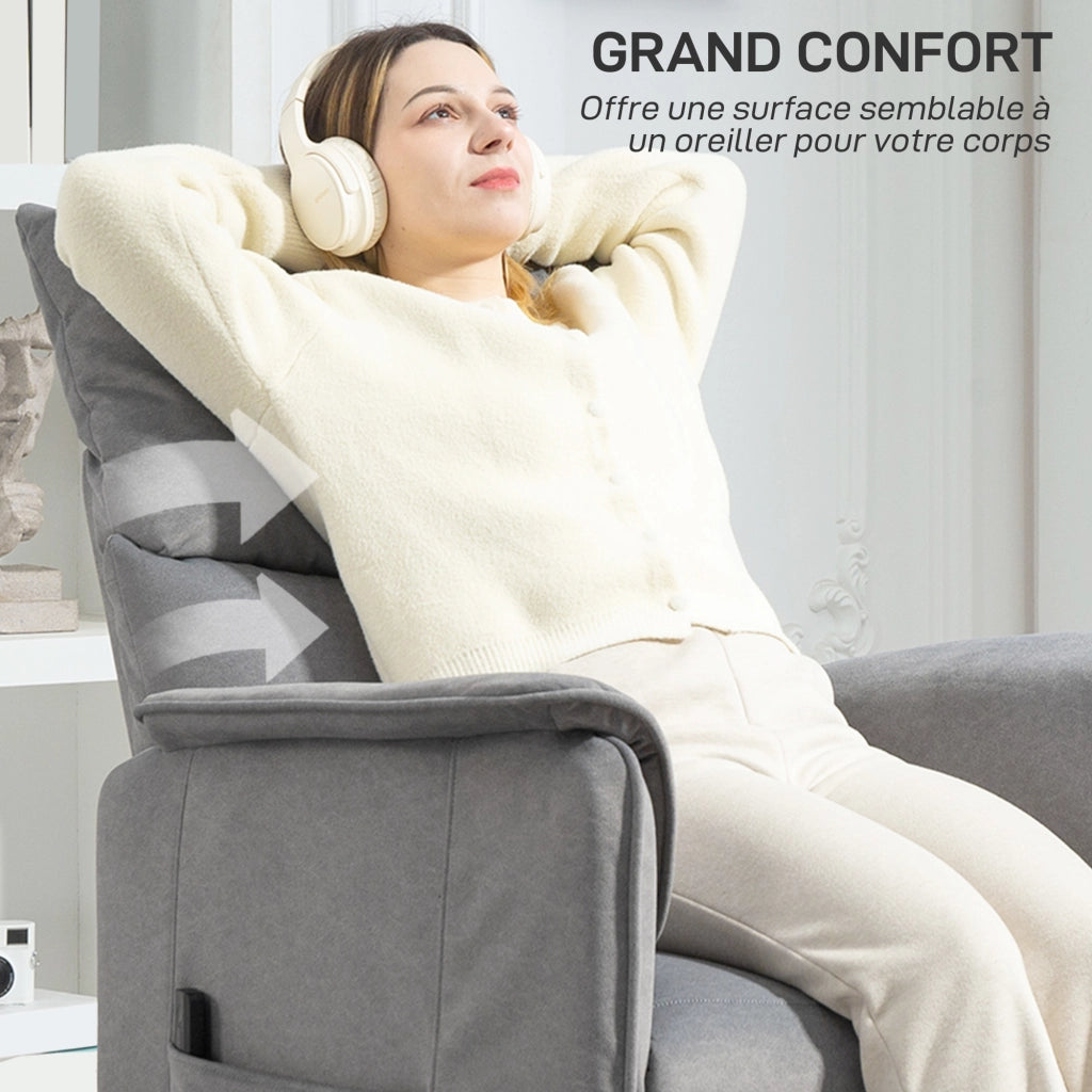 Poltrona relax elettrica reclinabile con poggiapiedi, telecomando, grigio ¨C zephmum