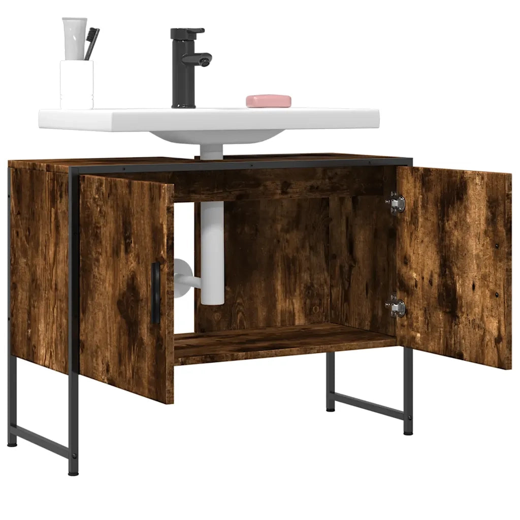 Mobile Lavabo Bagno Rovere Fumo 60x30x60 cm Legno Multistrato 842463