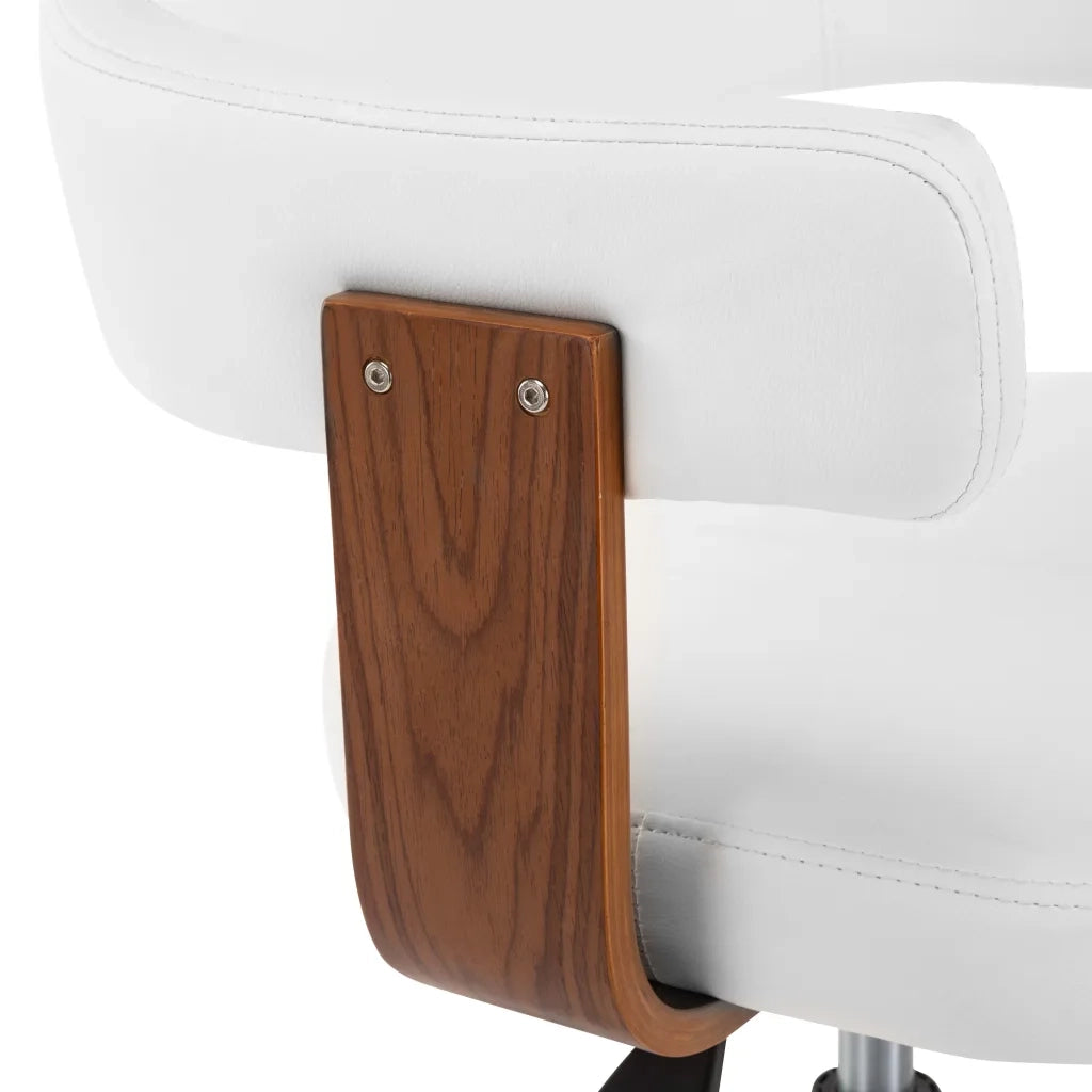 Sedie da Pranzo Girevoli 4 pz Bianche Legno Curvo e Similpelle 3054894