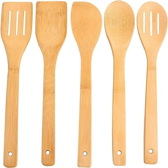 Set cucina moderno da 5 pezzi, bambù puro, legno naturale, senza vernice