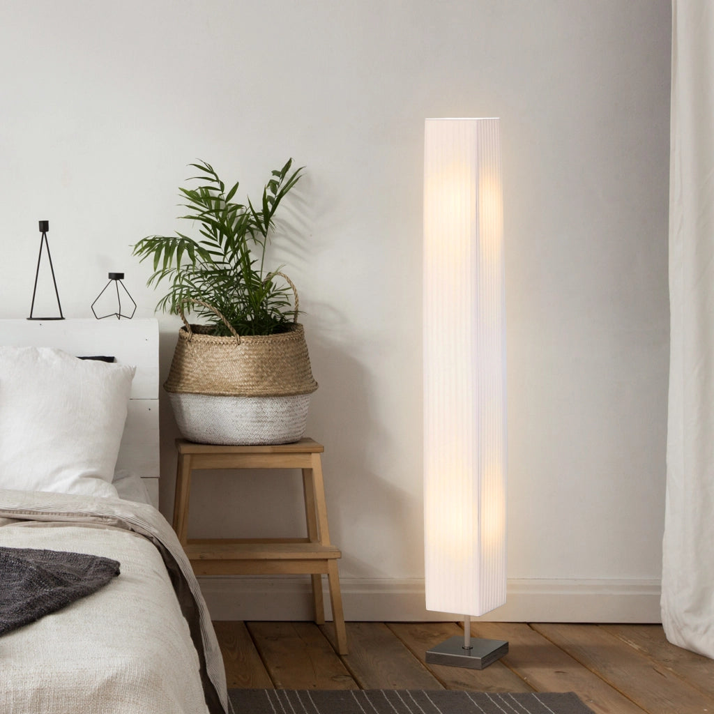 Lampada da Terra Lampada Piantana da Terra Design Moderna Salotto Tessuto 14¡Á14¡Á120cm Bianco