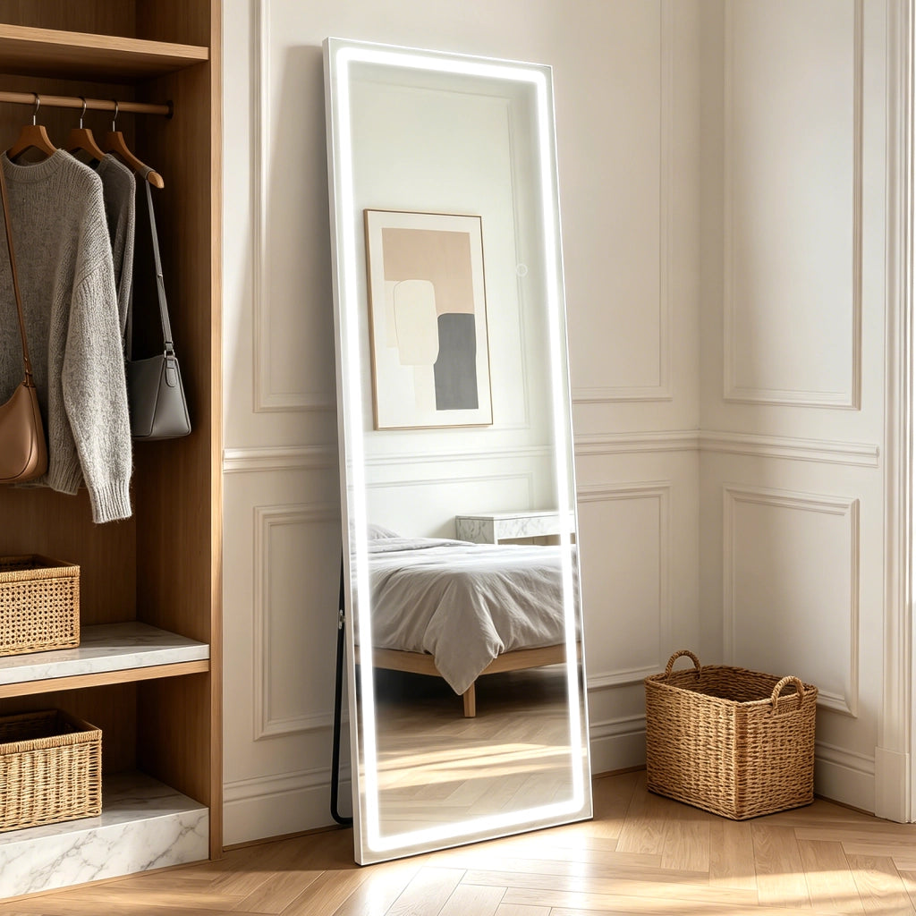 ZMH Specchio a figura intera Illuminato 160cm Specchio da Terra e Parete Full Length Standing Mirror