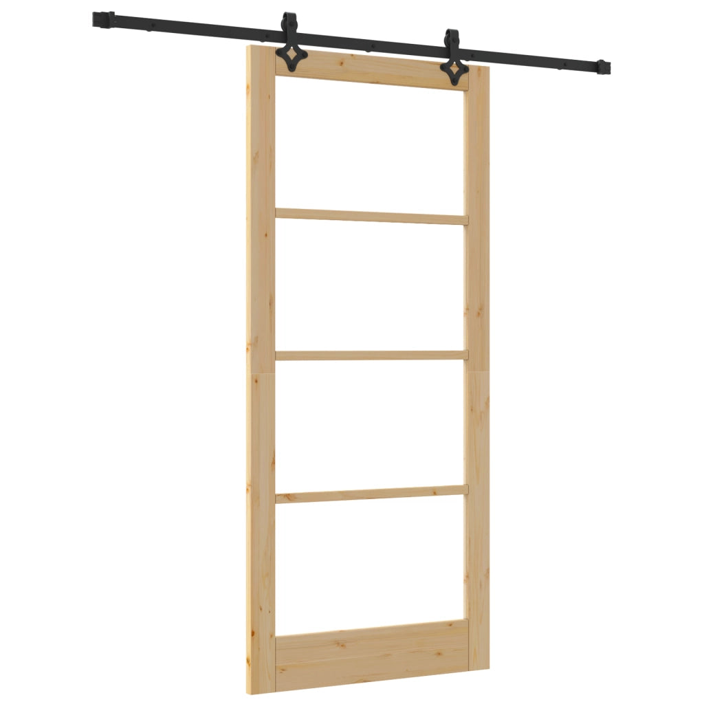Set di porta scorrevole  con accessori 'ORKDAL'in legno massello e vetro