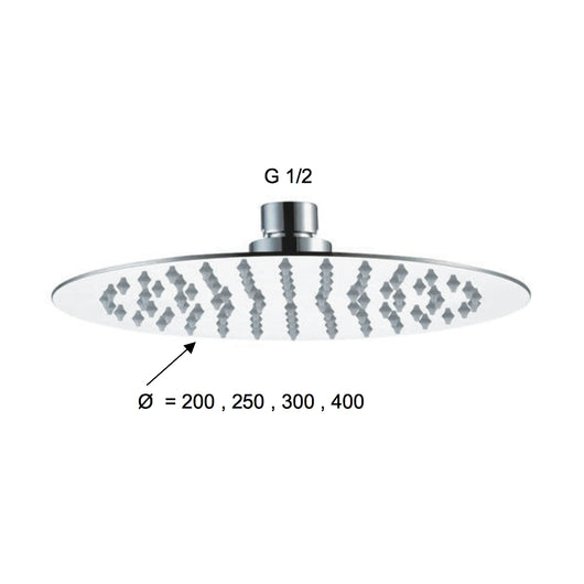 Soffione doccia ultra piatto diam. 25 cm.