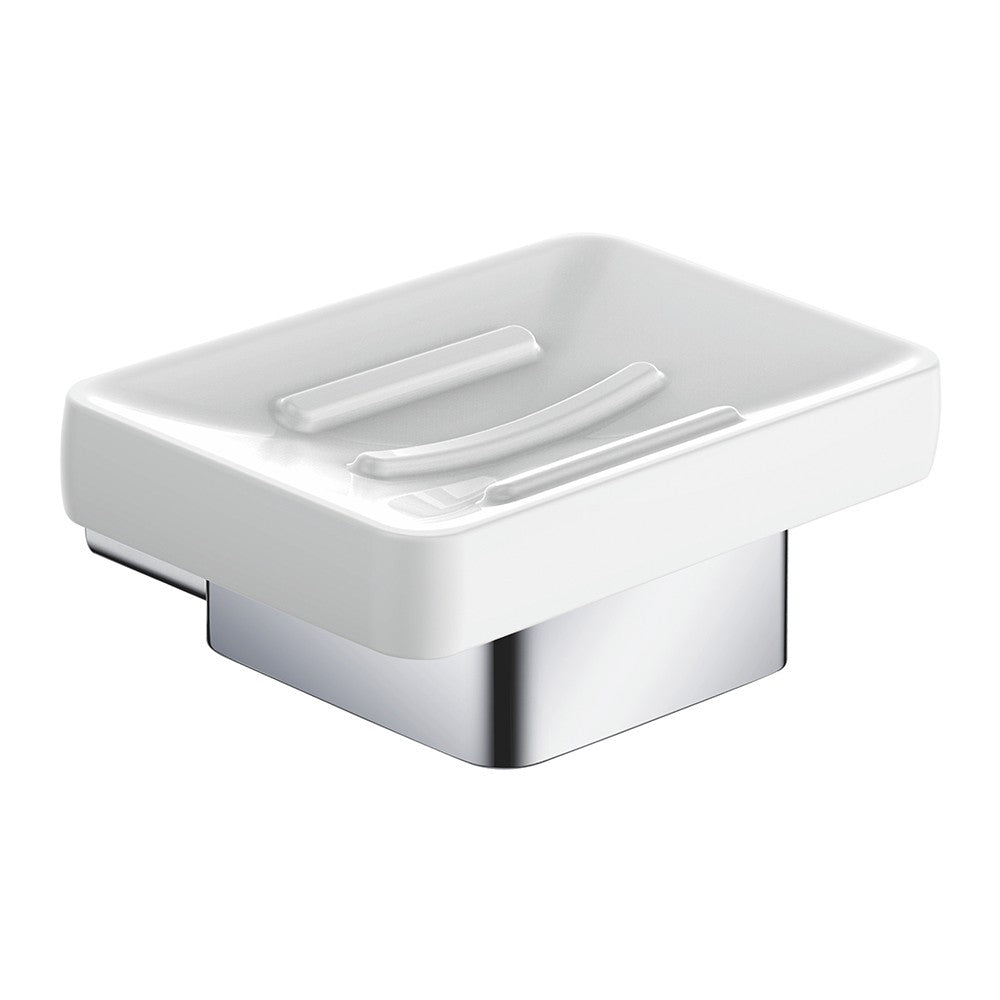 Porta sapone in ceramica da parete in alluminio - serie leaf