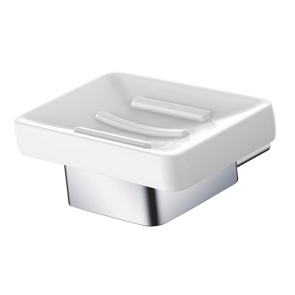 Porta sapone in ceramica da parete in alluminio - serie leaf