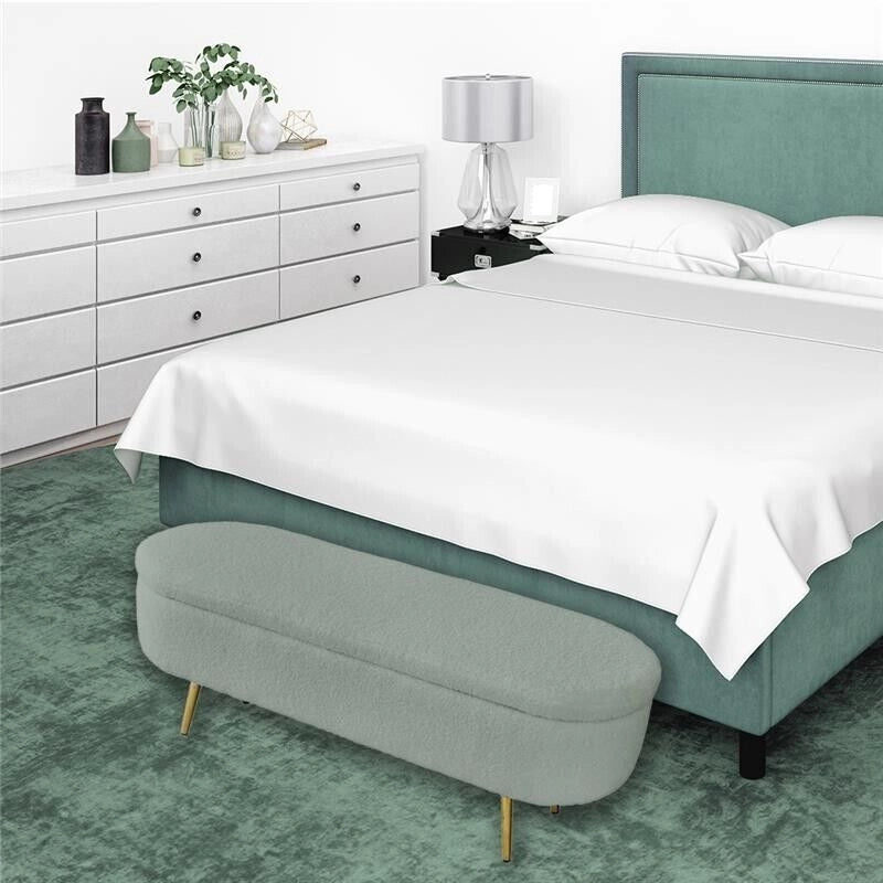 PANCA CONTENITORE TEDDY 122X41X47CM IN TESSUTO VERDE CHIARO
