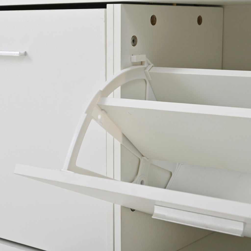 Set guardaroba da ingresso a 4 pezzi con specchio e mobile scarpe bianco