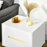 Comodino Moderno con 2 Cassetti in Truciolato e Gambe in Legno di Pino, 50Lx40Px50.5A cm, Bianco