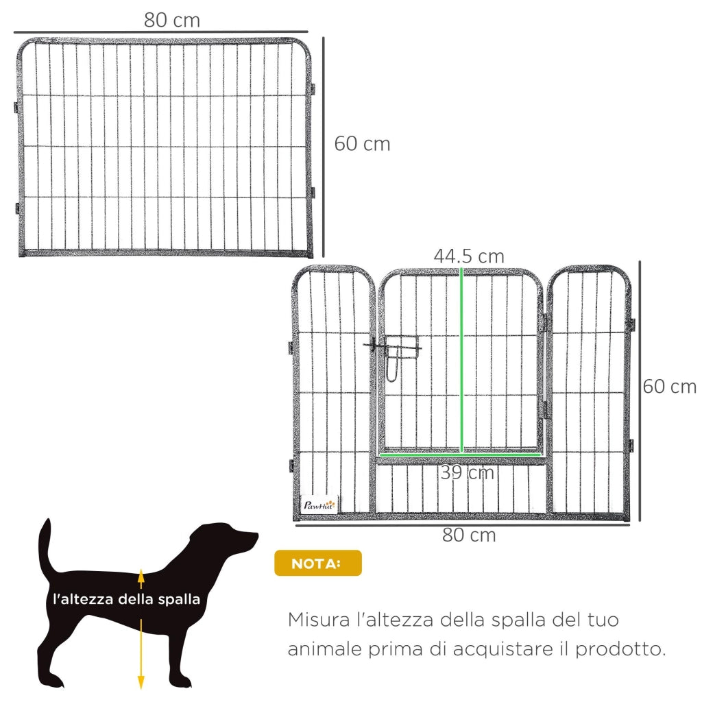 Recinto per Animali Domestici 80x1,5x60 cm in Acciaio Nero