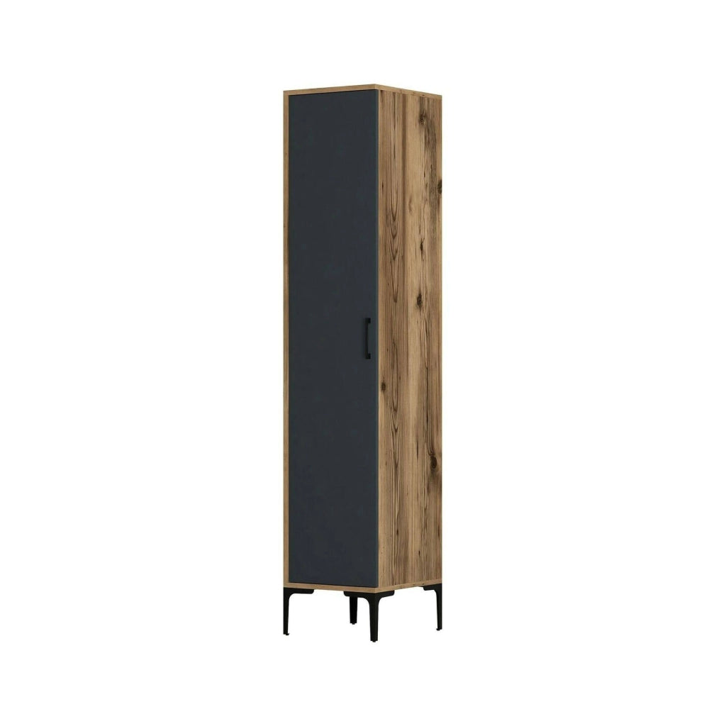 Giusta, Armadio Multiuso 1 Anta 4 Ripiani, 40x48h201\.5h cm Nero Antracite