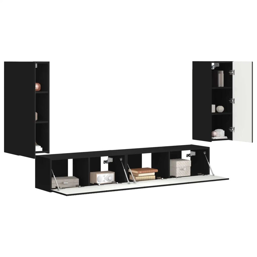 Set mobile TV 4 pcs Nero Legno multistrato 3409160