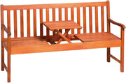 Panca da Giardino Resistente Incl. Tavolo Pieghevole in Legno di Eucalipto FSC® 153x57x90cm Panchina 3 Posti