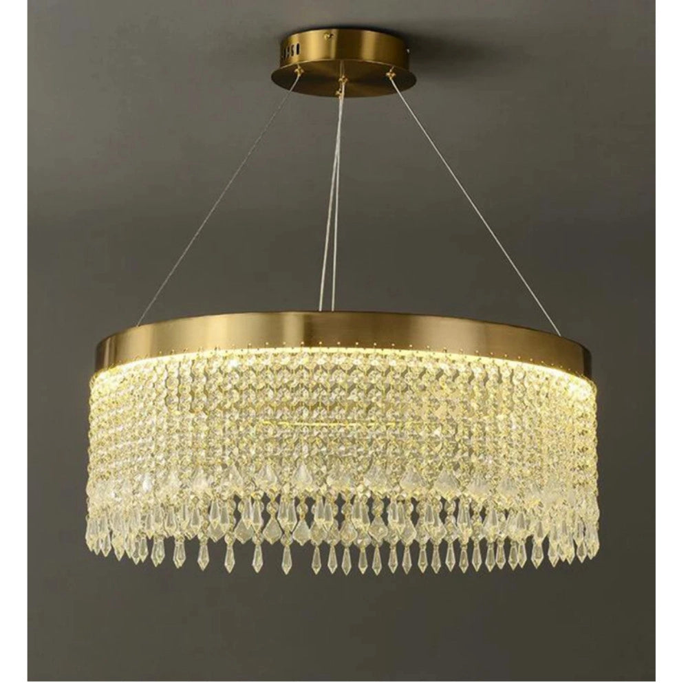 Trade Shop - Lampadario Led Sospensione Rotondo Con Cristalli In Acrilico Contemporaneo Lp-28 -