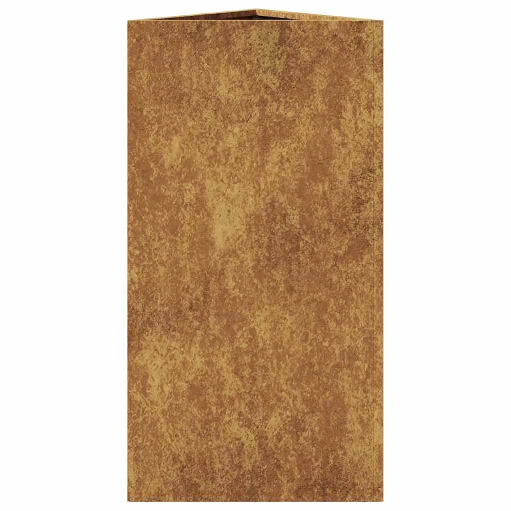 Fioriera rialzata per piante fiori giardino terrazze set da 2 triangolare 40 x 34,5 x 70 cm acciaio corten marrone 02_0039101