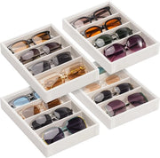 Organizzatore di Occhiali da Sole, 4 Scatole per Occhiali da Sole, Display per Occhiali, Organizzatore per Occhiali da Sole, Scatola per 4, Beige