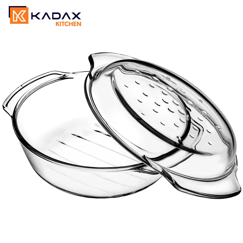 KADAX Piccola pirofila da forno con coperchio, 2,4 L, rotonda in vetro