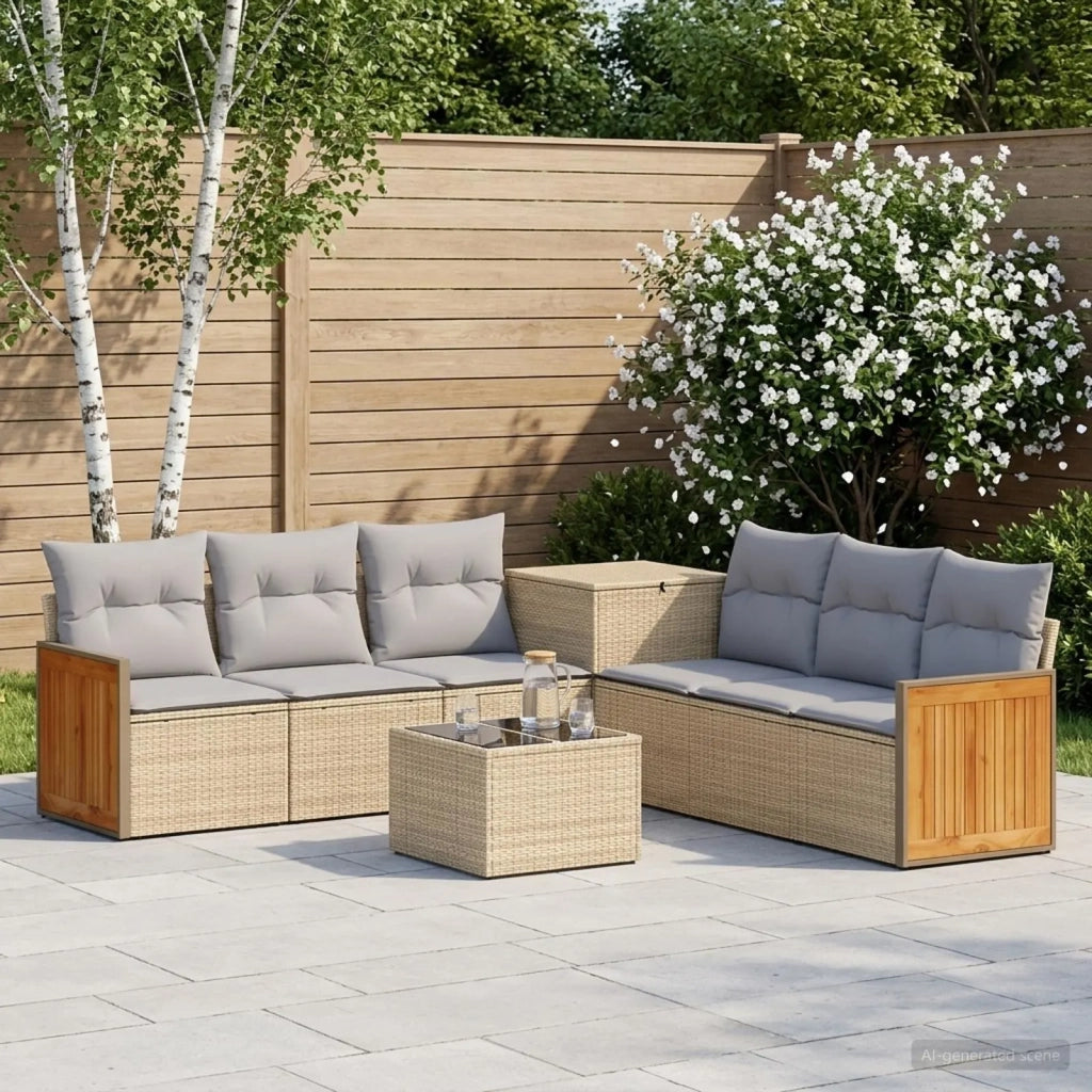 Set di divani 8 pz Beige e Grigio Chiaro 3448647