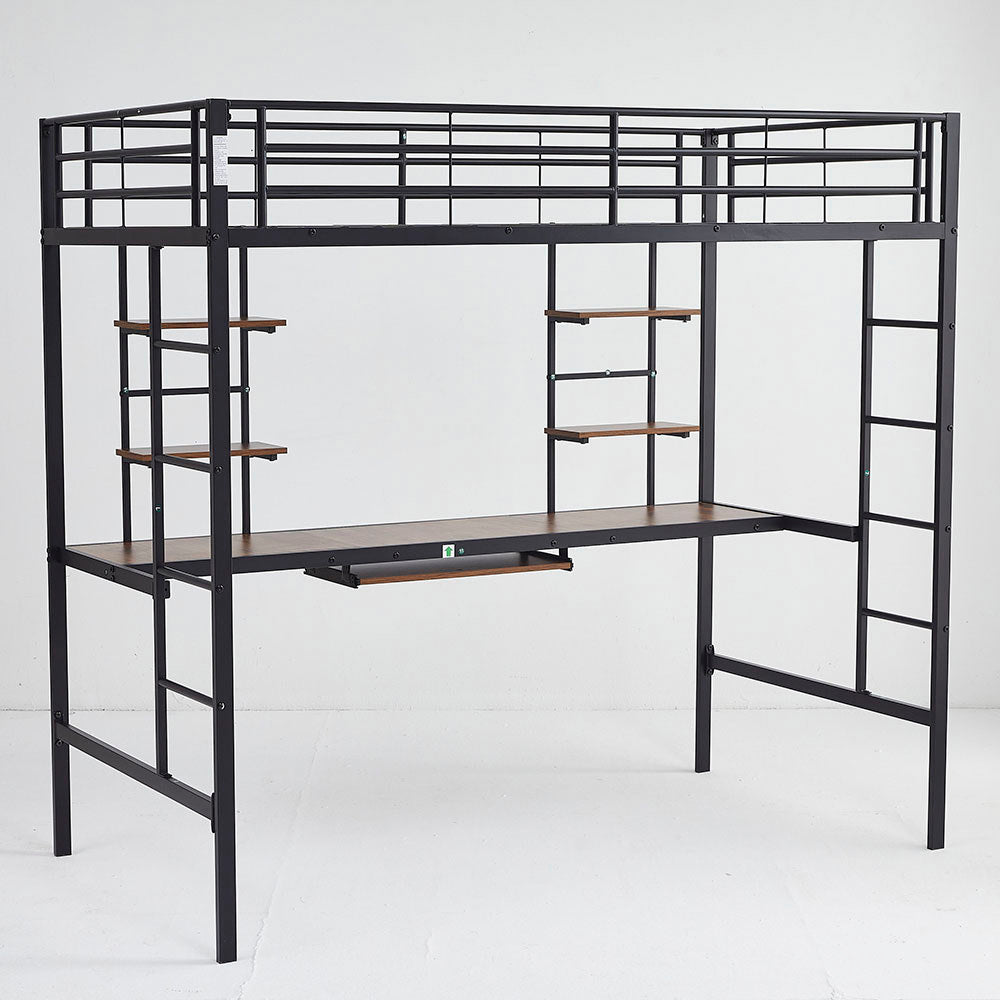 Letto metallico-Xylo-90x190 cm-compatto, multifunzione, per studenti, spazio ridotto