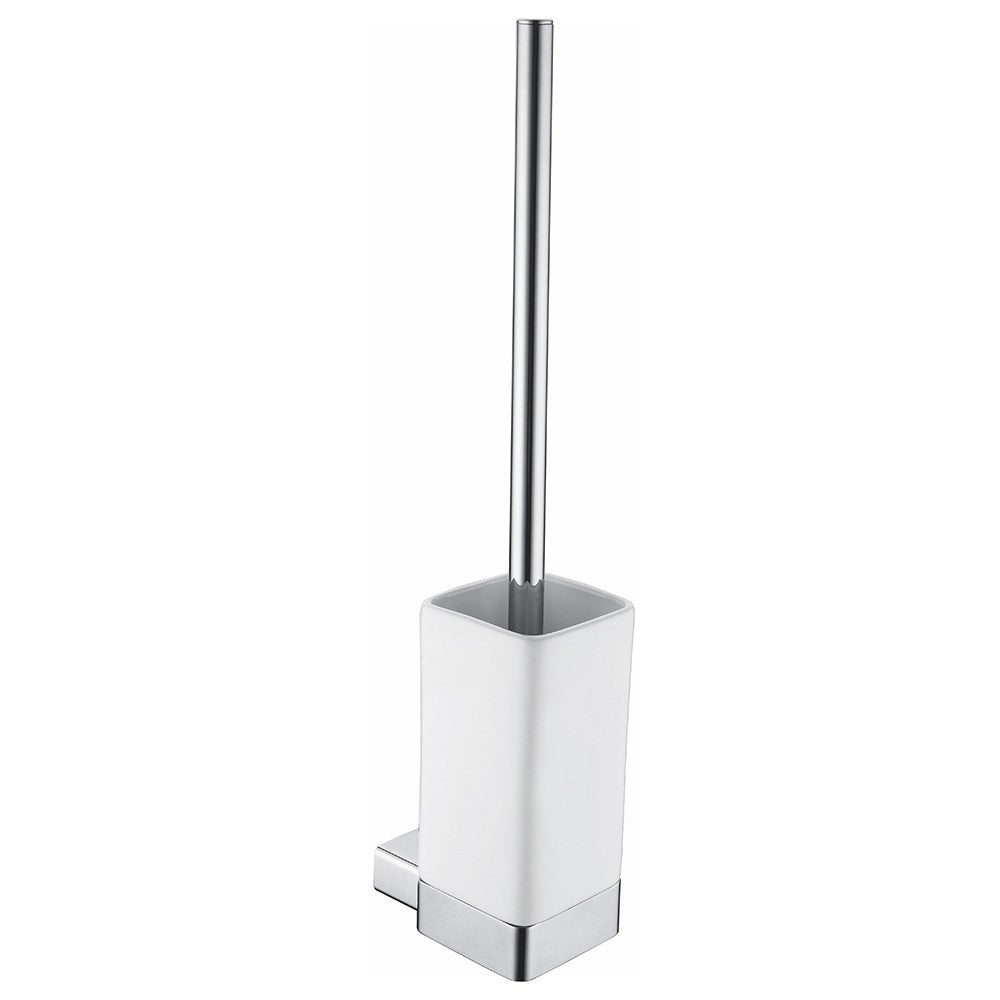 Porta scopino a muro in alluminio con bacinella in ceramica - serie leaf