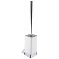 Porta scopino a muro in alluminio con bacinella in ceramica - serie leaf