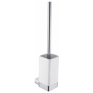 Porta scopino a muro in alluminio con bacinella in ceramica - serie leaf