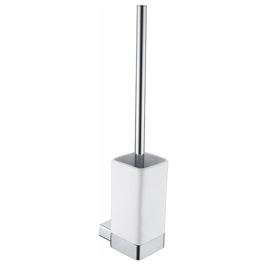 Porta scopino a muro in alluminio con bacinella in ceramica - serie leaf