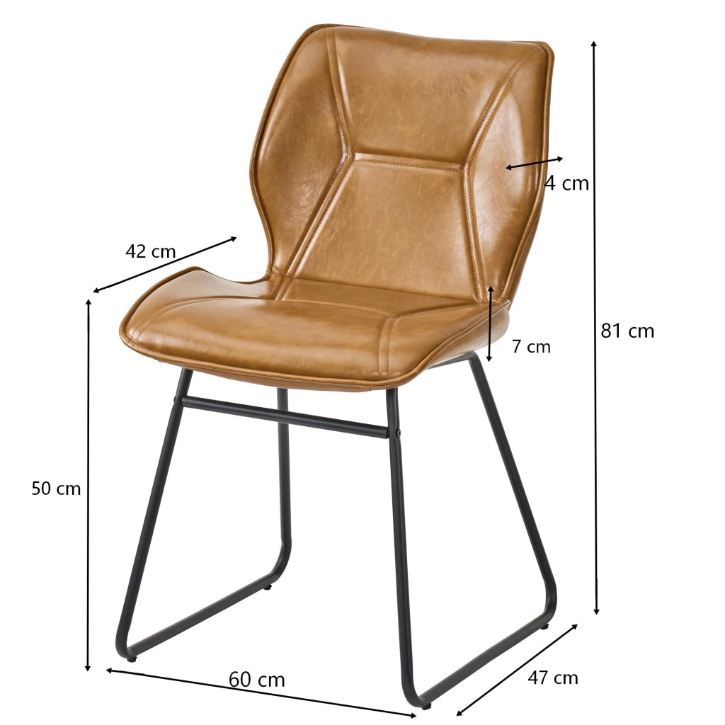 SEDIE da pranzo Set da 2 pezzi 63 x 50,5 x 50 cm Pelle Marrone Metallo