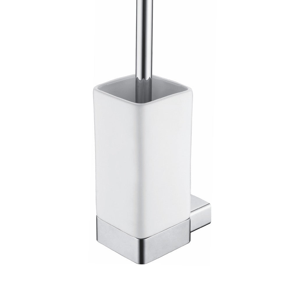 Porta scopino a muro in alluminio con bacinella in ceramica - serie leaf