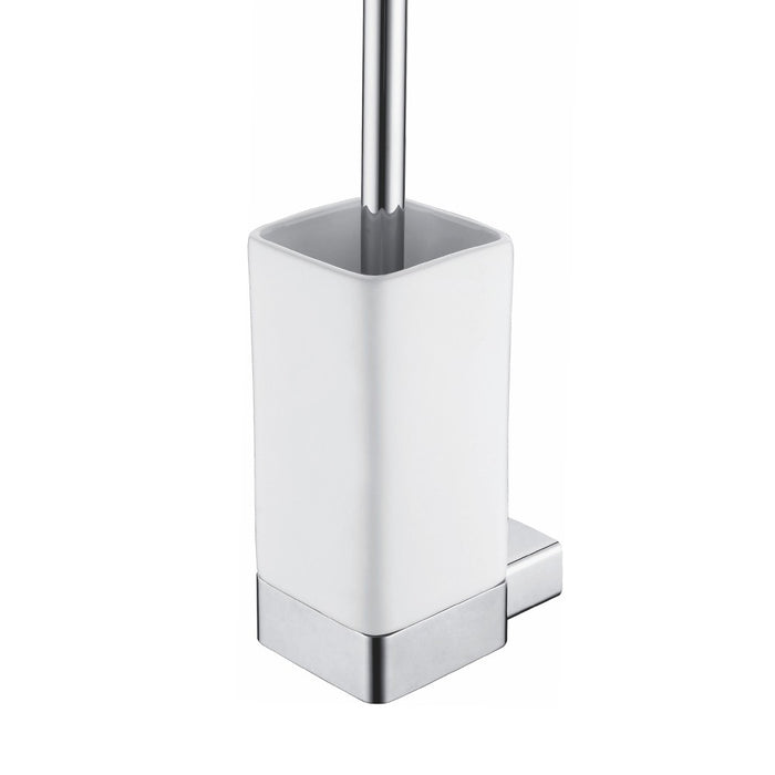 Porta scopino a muro in alluminio con bacinella in ceramica - serie leaf