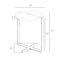 Tavolo angolare rotondo in noce e acciaio nero