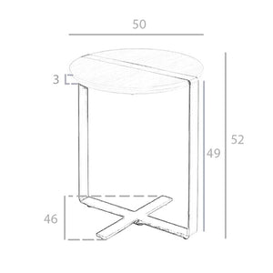 Tavolo angolare rotondo in noce e acciaio nero