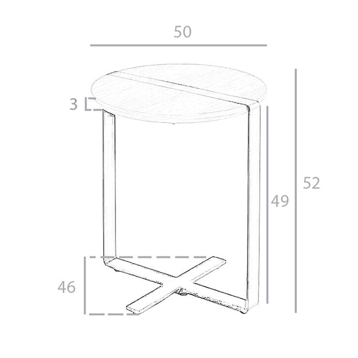 Tavolo angolare rotondo in noce e acciaio nero
