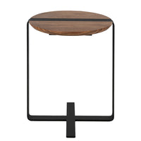 Tavolo angolare rotondo in noce e acciaio nero