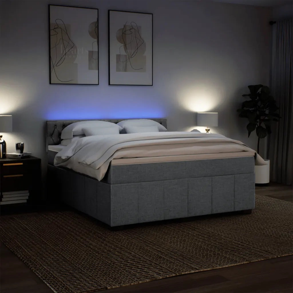 Giroletto a Molle con Materasso Grigio Chiaro180x200 cm Tessuto