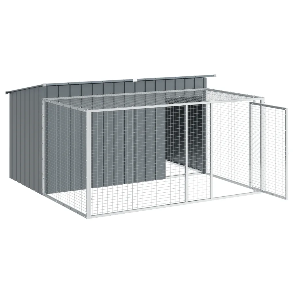 Cuccia per cani con recinto antracite 197x194x110 cm in acciaio zincato 3214224