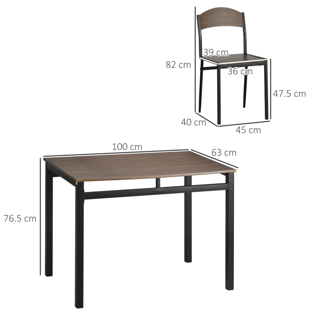 EasyComfort Set da Pranzo da 5 Pezzi con 1 Tavolo Rettangolare 100x63x76.5 cm e 4 Sedie 45x40x82 cm, in Acciaio e MDF