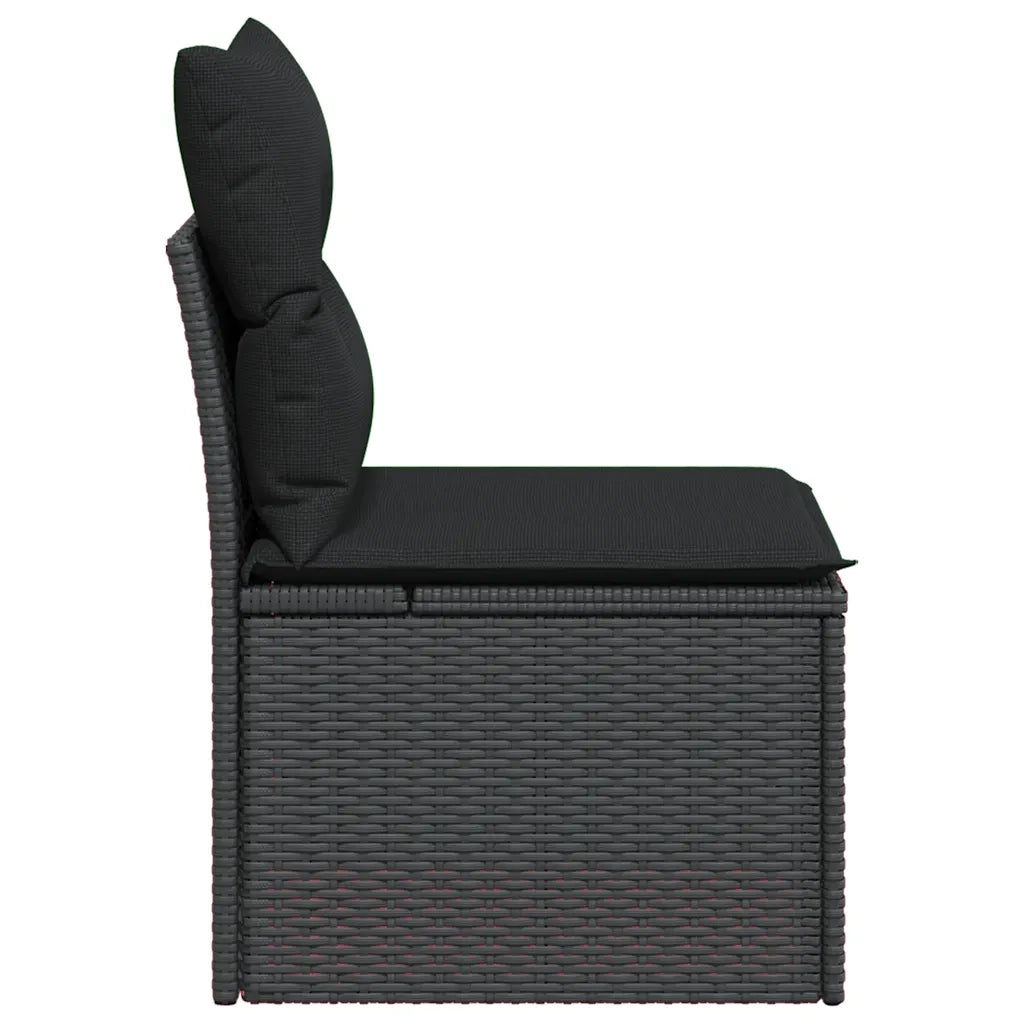Sedia da giardino senza braccioli con cuscini nera in polyrattan CFW6027397