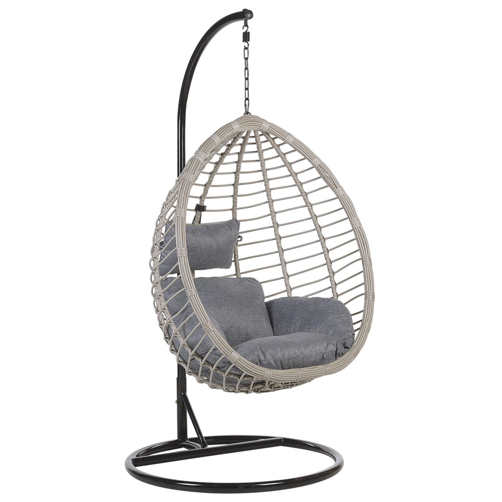 Sedia sospesa poltrona pensile in rattan Nero con struttura in metallo per interni ed esterni a forma di uovo moderna Boho