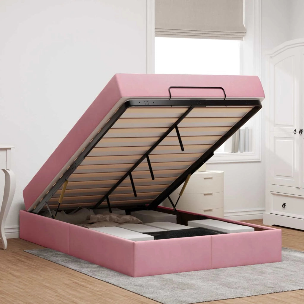 Struttura letto con materasso con materasso 2 pcs Rosa Velluto