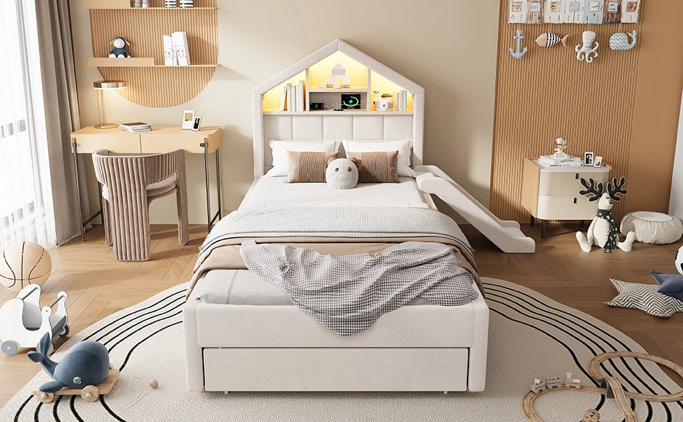 letto per bambini velluto beige 156 x 214 cm
