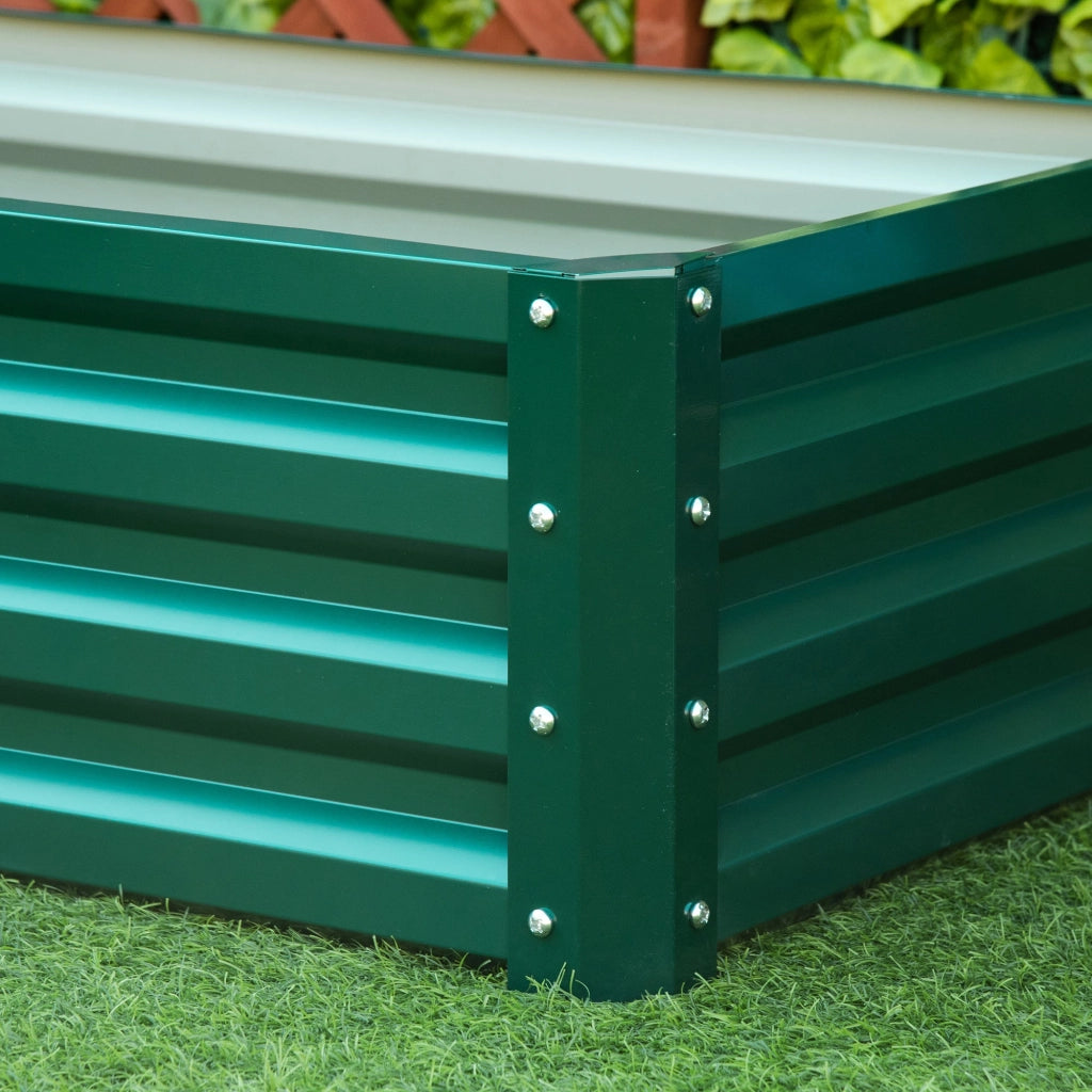 Letto per Orto Rialzato a Fondo Aperto con Rivestimento 120x60x30.5 cm in Acciaio Zincato Verde