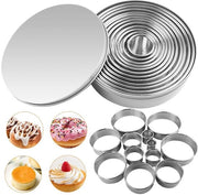 Set di 12 stampi per biscotti a forma rotonda in acciaio inossidabile - Spatole per impastare biscotti e donuts - Altezza 3cm - Stampi per biscotti
