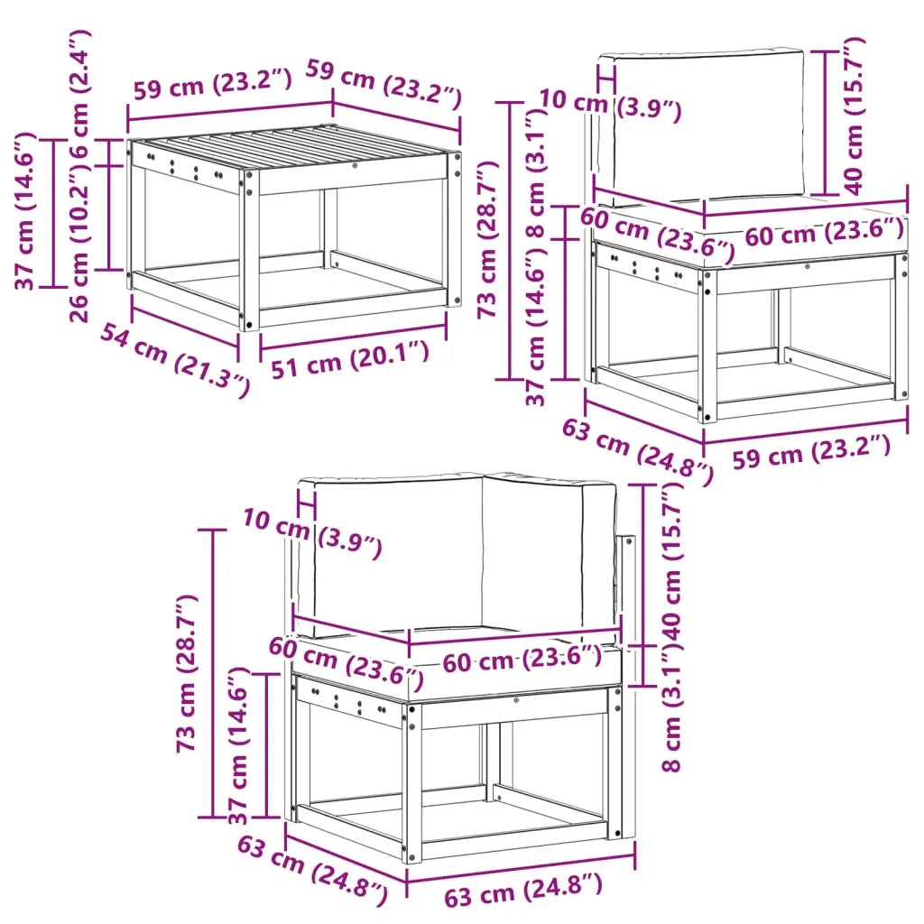 Set di divani da esterno 6 pz 3387369
