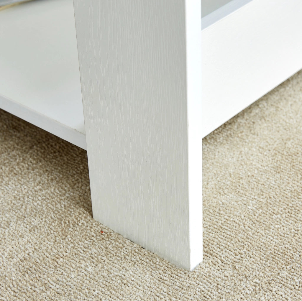 Tavolino da caffè a 2 livelli in MDF bianco 110×55×42 cm