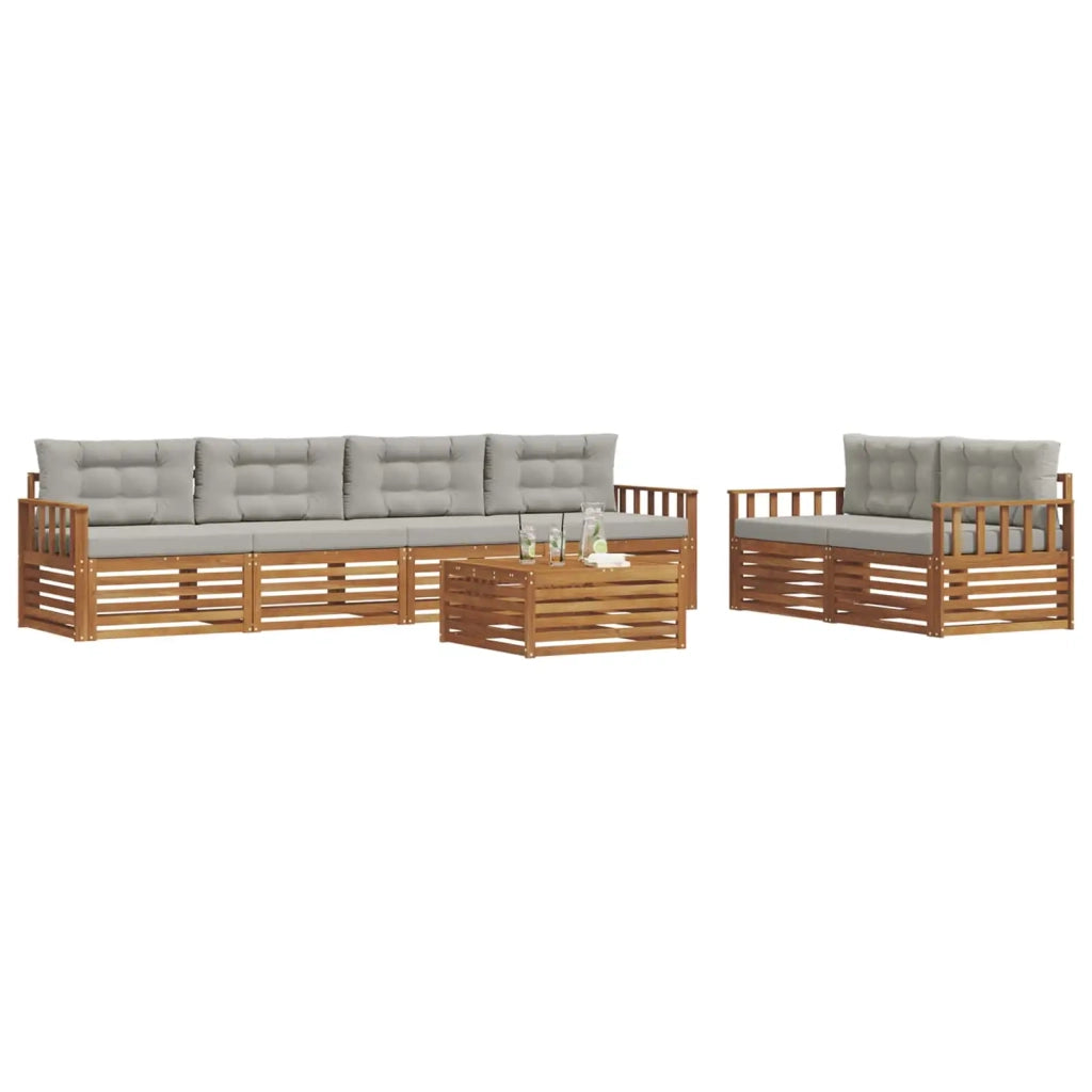 Set di divani da esterno 7 pcs Grigio Naturale e Chiaro 3373051