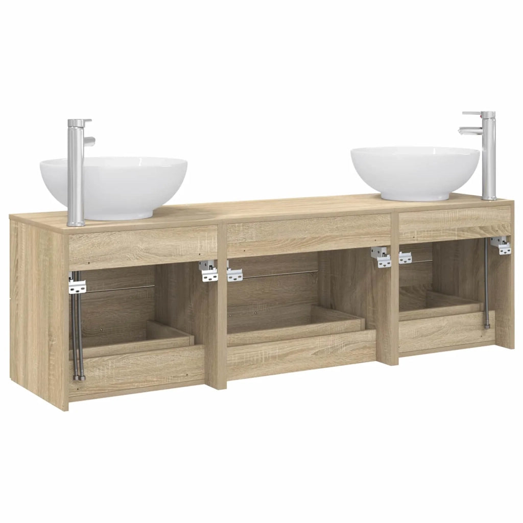 Set di mobili per il bagno 3 pz Rovere Sonoma 3405893