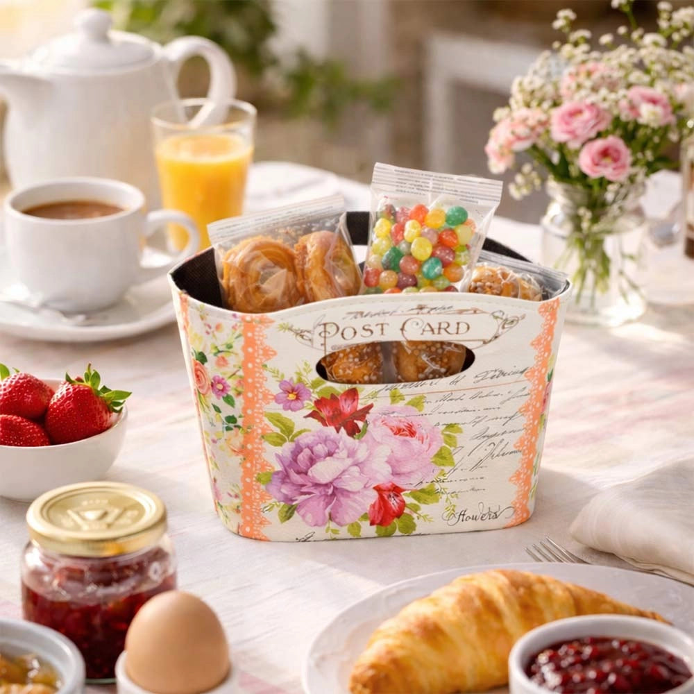 Borsette Flowers con manici fantasia floreale set 3 cm 19,5 x 8,5 x h 15,5