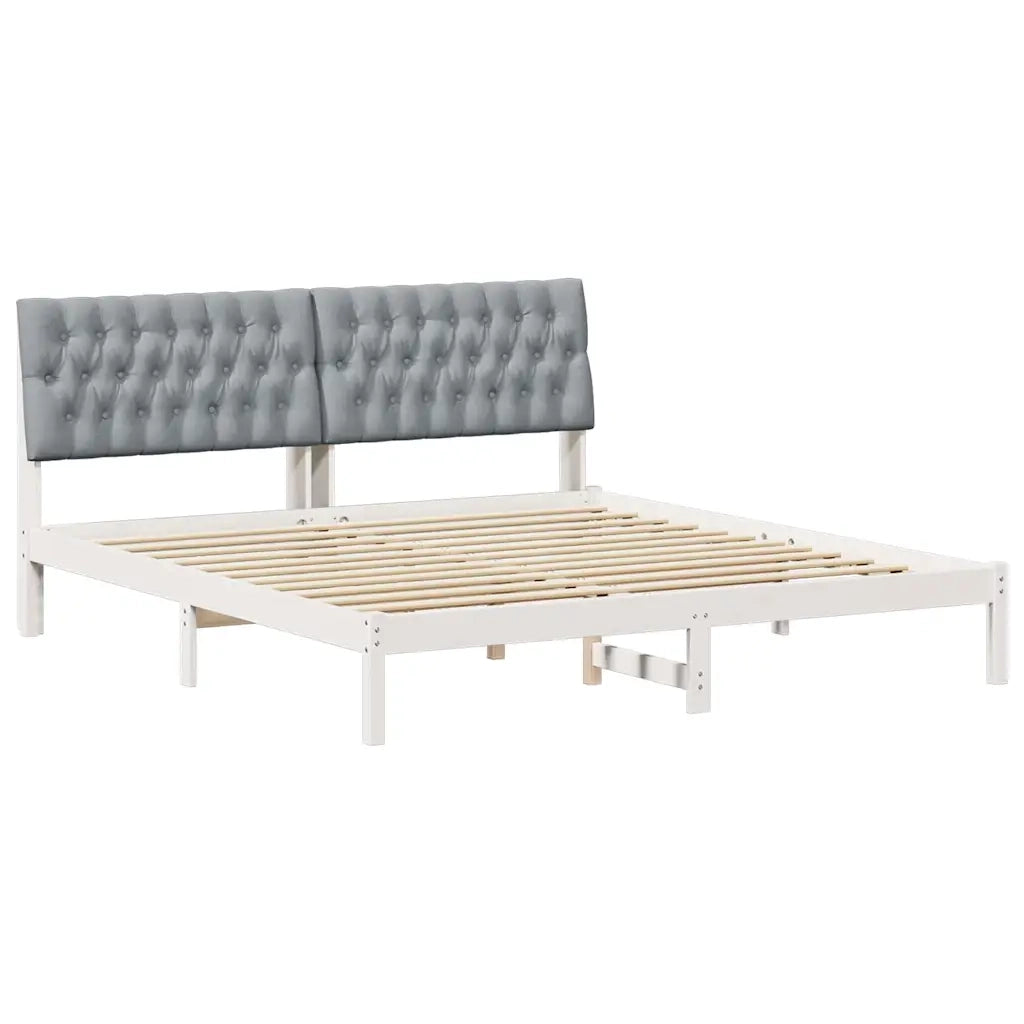 Letto con Testiera Rivestita con testiera Bianco 180 x 200 cm 3394387