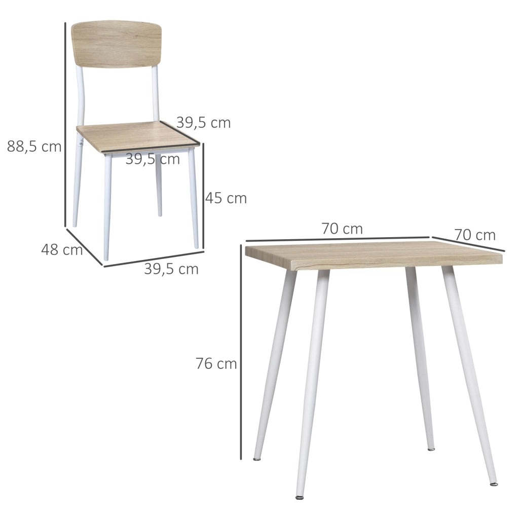 Tavolo da pranzo con 2 sedie ¨C zephmum ¨C bianco metallo MDF